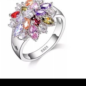 Multi Color Cubic Zirconia ring in prongs setting Sizes 8